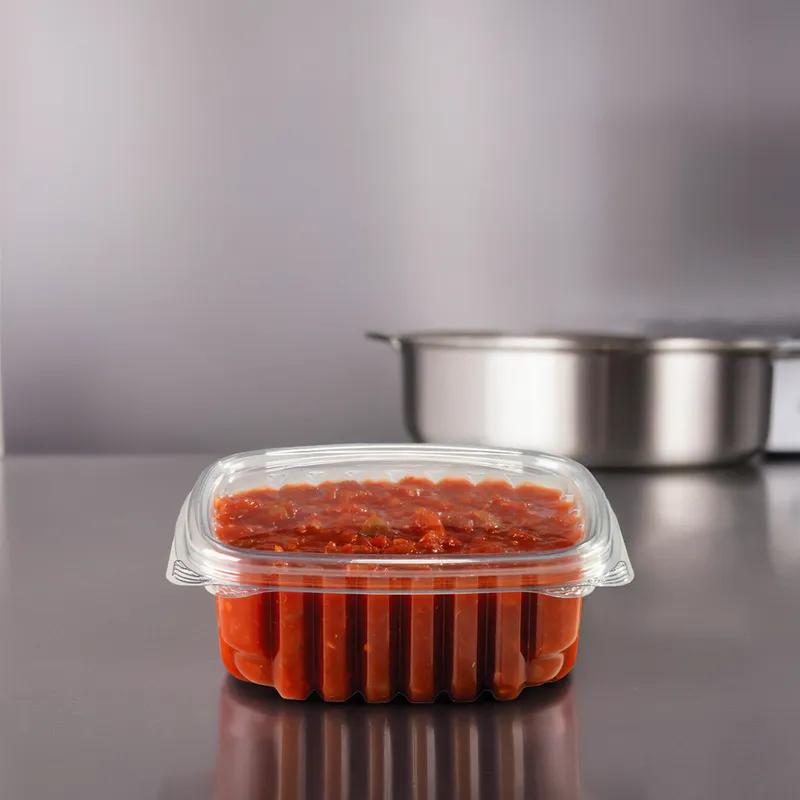 Crystal Seal® Deli Container Hinged With Flat Lid 12 OZ PET Clear Square 250/Case