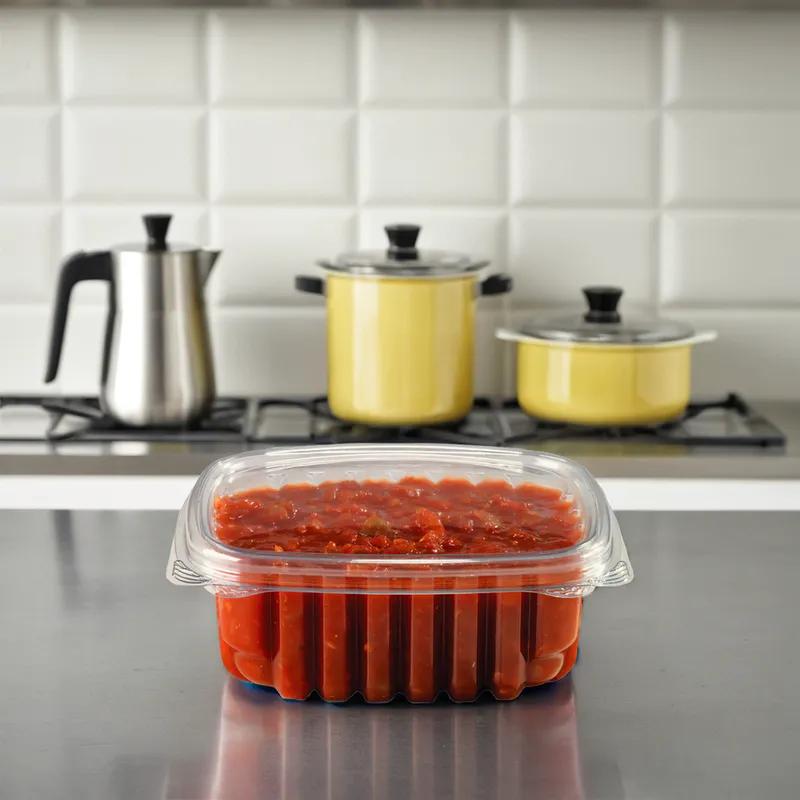 Crystal Seal® Deli Container Hinged With Flat Lid 12 OZ PET Clear Square 250/Case