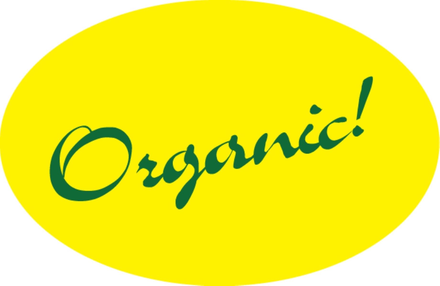 Organic! Produce Flavor Label 1.25X2 IN Green Yellow Oval 500 Count/Roll 20 Rolls/Case 10000 Count/Case