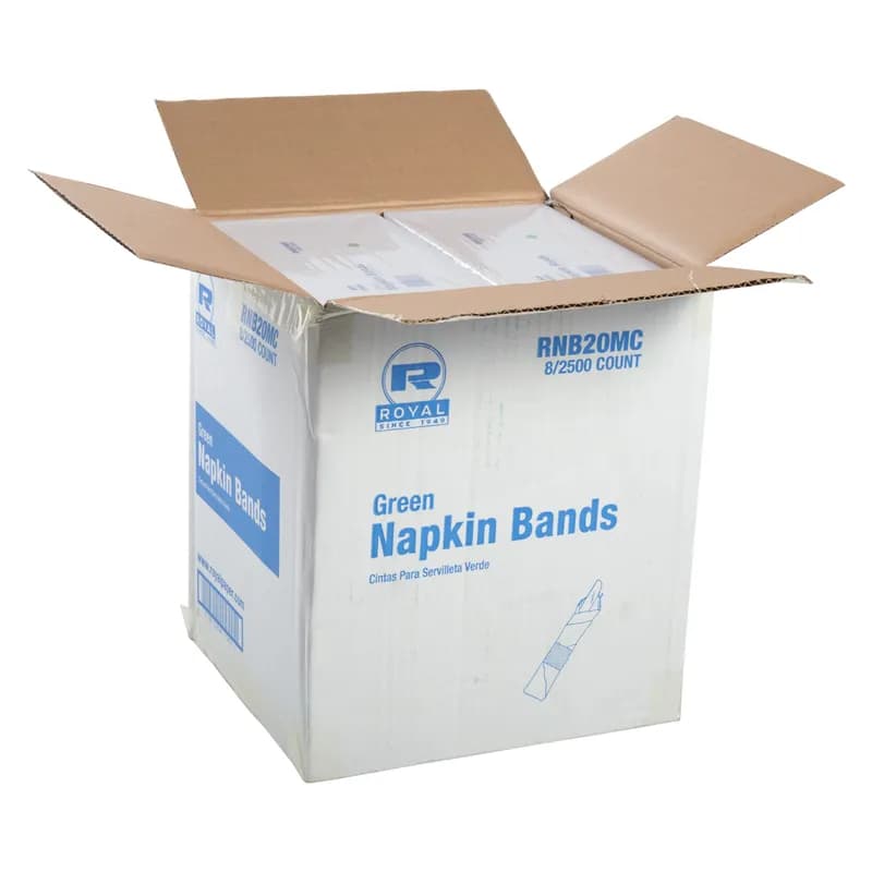Napkin Bands Green Paper 2500 Count/Pack 8 Packs/Case 20000 Count/Case