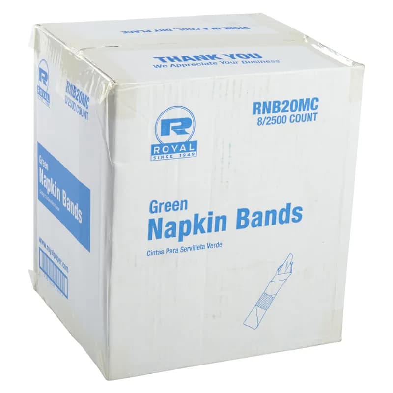 Napkin Bands Green Paper 2500 Count/Pack 8 Packs/Case 20000 Count/Case