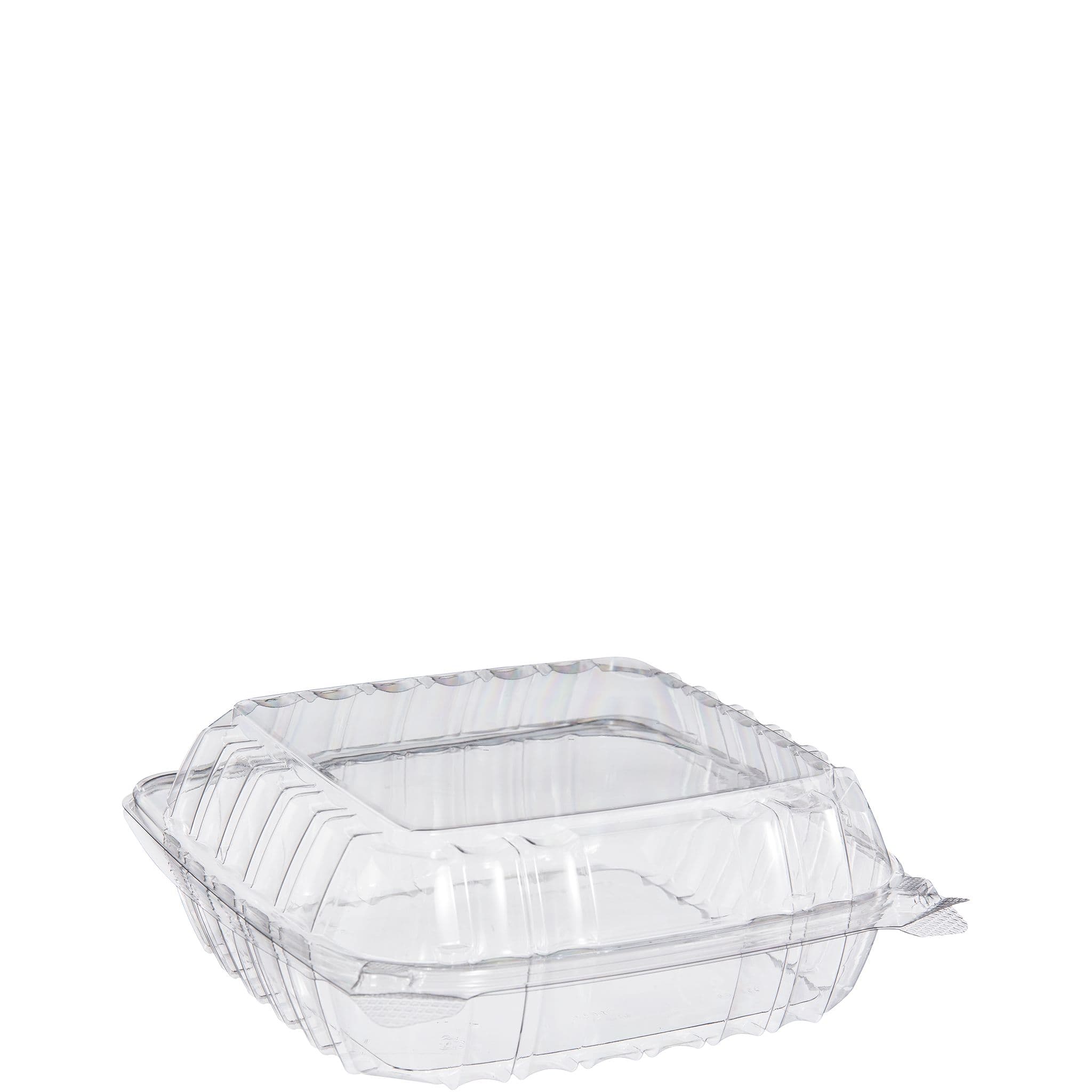 Dart® ClearSeal® Take-Out Container Hinged Medium (MED) 8.325X8.215X3.02 IN PET Clear 125 Count/Pack 2 Packs/Case