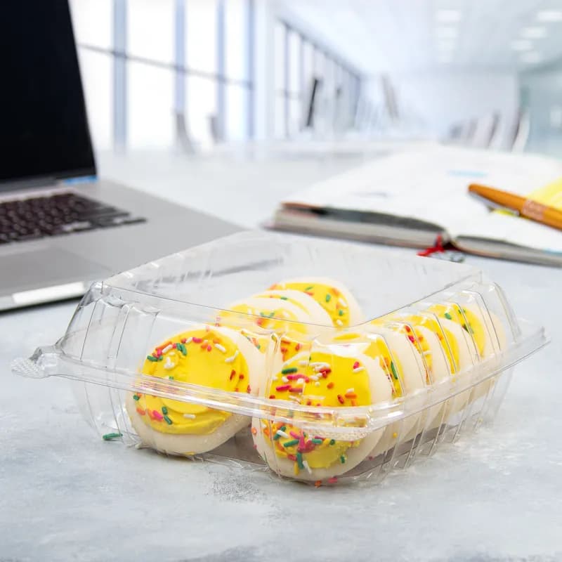 Dart® ClearSeal® Take-Out Container Hinged Medium (MED) 8.325X8.215X3.02 IN PET Clear 125 Count/Pack 2 Packs/Case