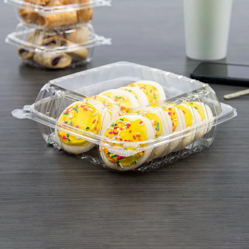 Dart® ClearSeal® Take-Out Container Hinged Medium (MED) 8.325X8.215X3.02 IN PET Clear 125 Count/Pack 2 Packs/Case