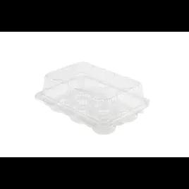 Cupcake Hinged Container With Dome Lid 9.5X6.875X3.375 IN 6 Compartment Plastic Clear Rectangle 250/Case