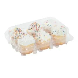 Cupcake Muffin Hinged Container With Dome Lid 6 Compartment RPET Clear 300/Case