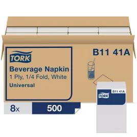 Beverage Napkins 9.38X9.38 IN 4.69X4.69 IN White Paper 1PLY 1/4 Fold Refill Embossed 500 Count/Pack 8 Packs/Case