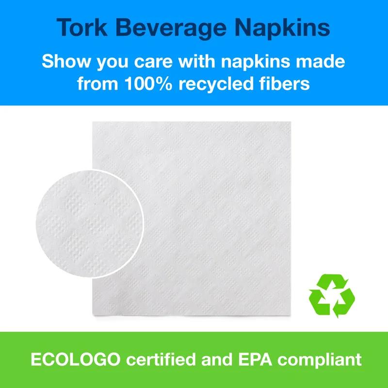 Beverage Napkins 9.38X9.38 IN 4.69X4.69 IN White Paper 1PLY 1/4 Fold Refill Embossed 500 Count/Pack 8 Packs/Case