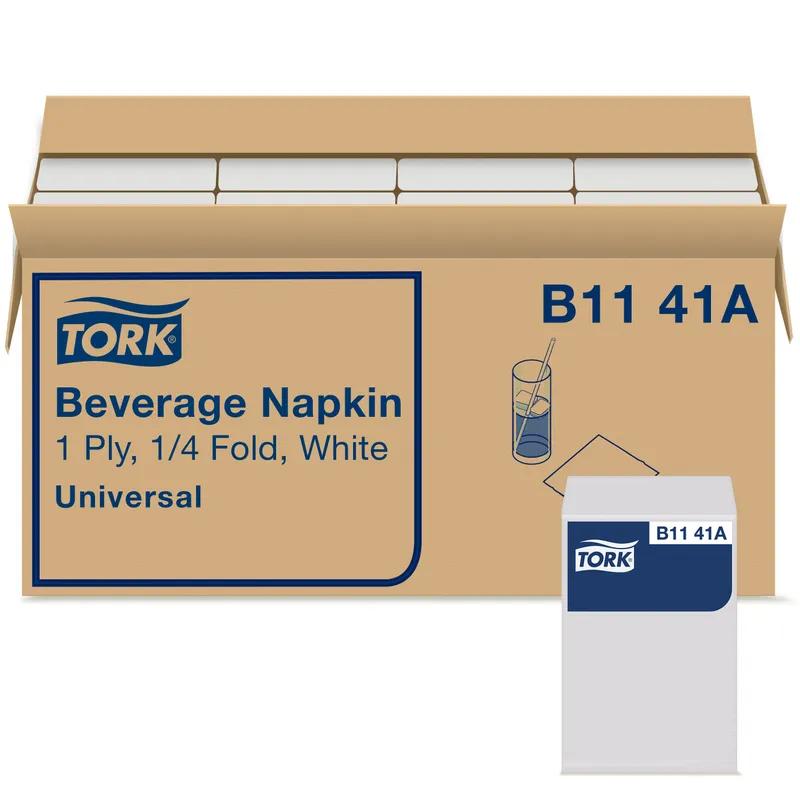 Beverage Napkins 9.38X9.38 IN 4.69X4.69 IN White Paper 1PLY 1/4 Fold Refill Embossed 500 Count/Pack 8 Packs/Case