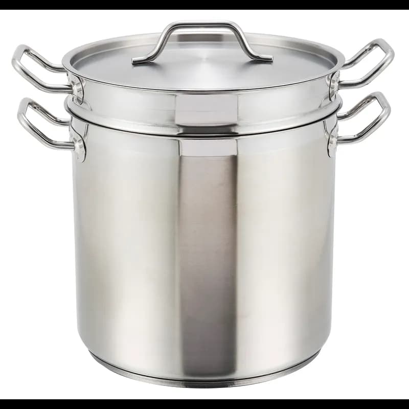 Double Boiler 12.37X12.5 IN 20 QT 18/8 Stainless Steel Induction Ready Cover Included 1/Each