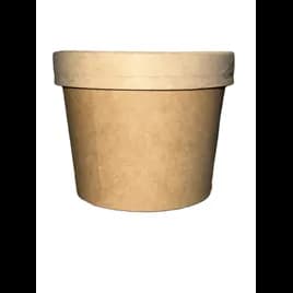 Soup Food Container Base & Lid Combo With Flat Lid 12 OZ Paper Kraft Round 250/Case