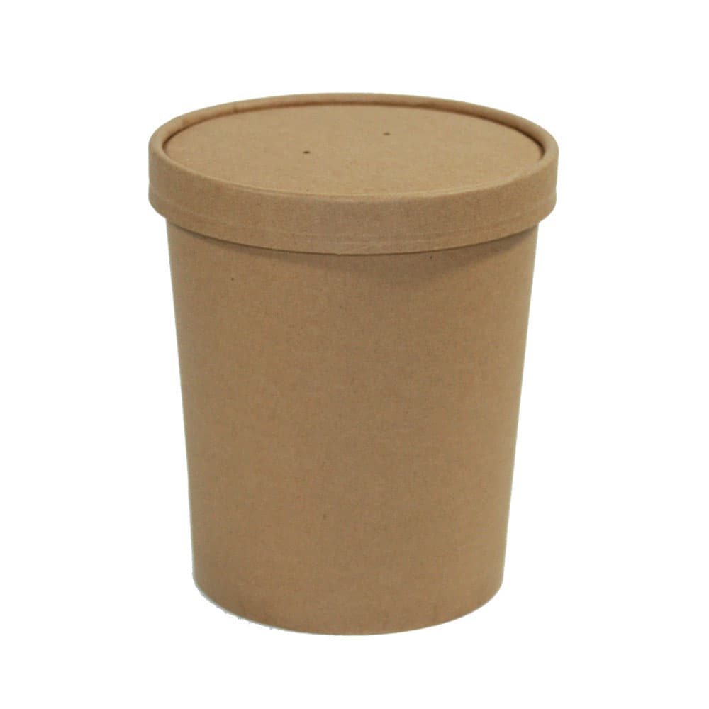 Soup Food Container Base & Lid Combo 32 OZ Paper Kraft 250/Case