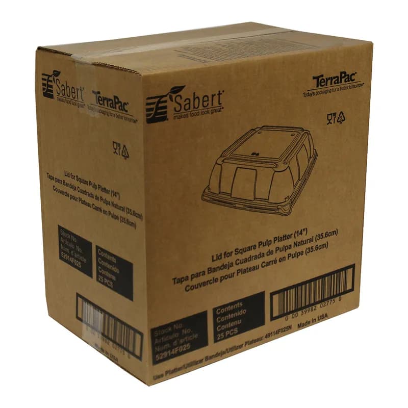 Lid 14.47X14.47X3.54 IN PET Clear Square For Platter 25/Case