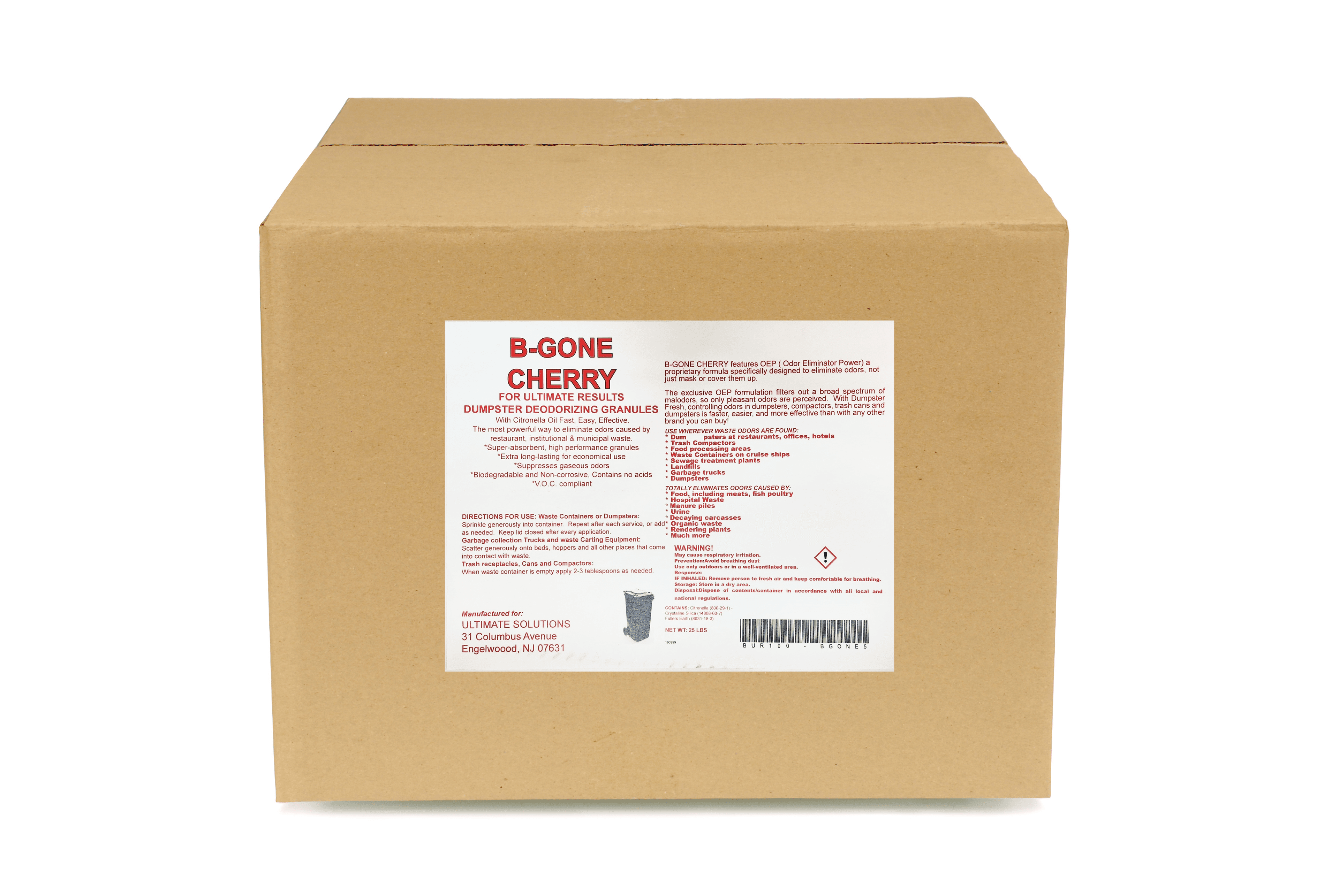 B-Gone Dumpster & Trash Deodorant Cherry 25 LB 1/Case