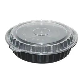 Take-Out Container Base & Lid Combo 35 OZ Plastic Black Round 150/Case
