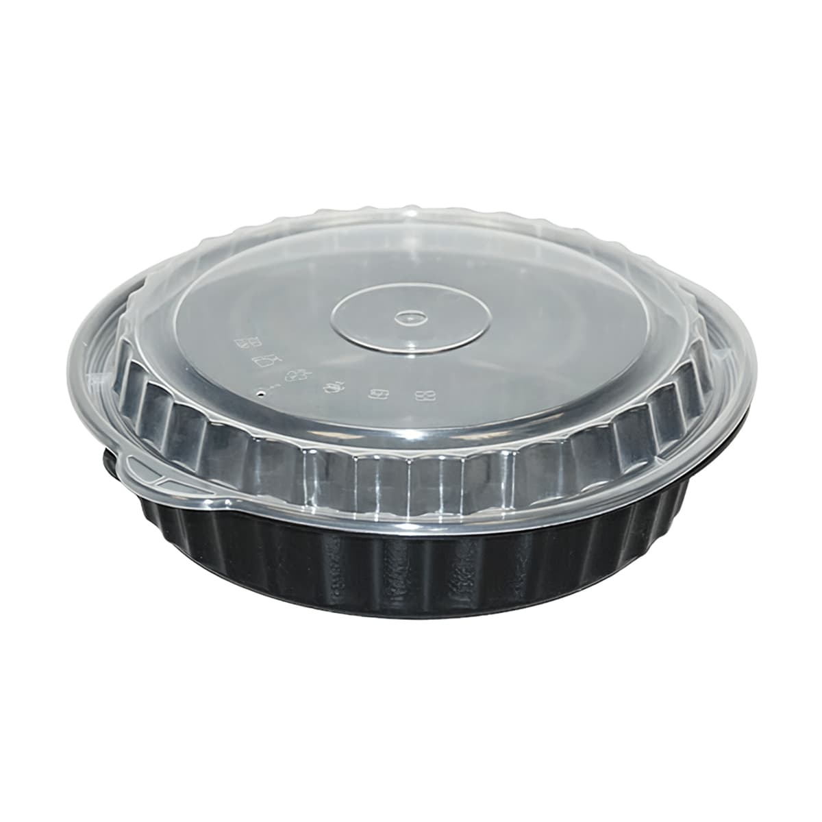 Take-Out Container Base & Lid Combo 35 OZ Plastic Black Round 150/Case