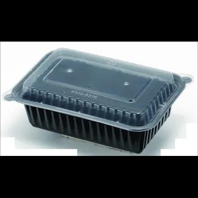 Take-Out Container Base & Lid Combo With Dome Lid 24 OZ Plastic Black Oblong 150/Case