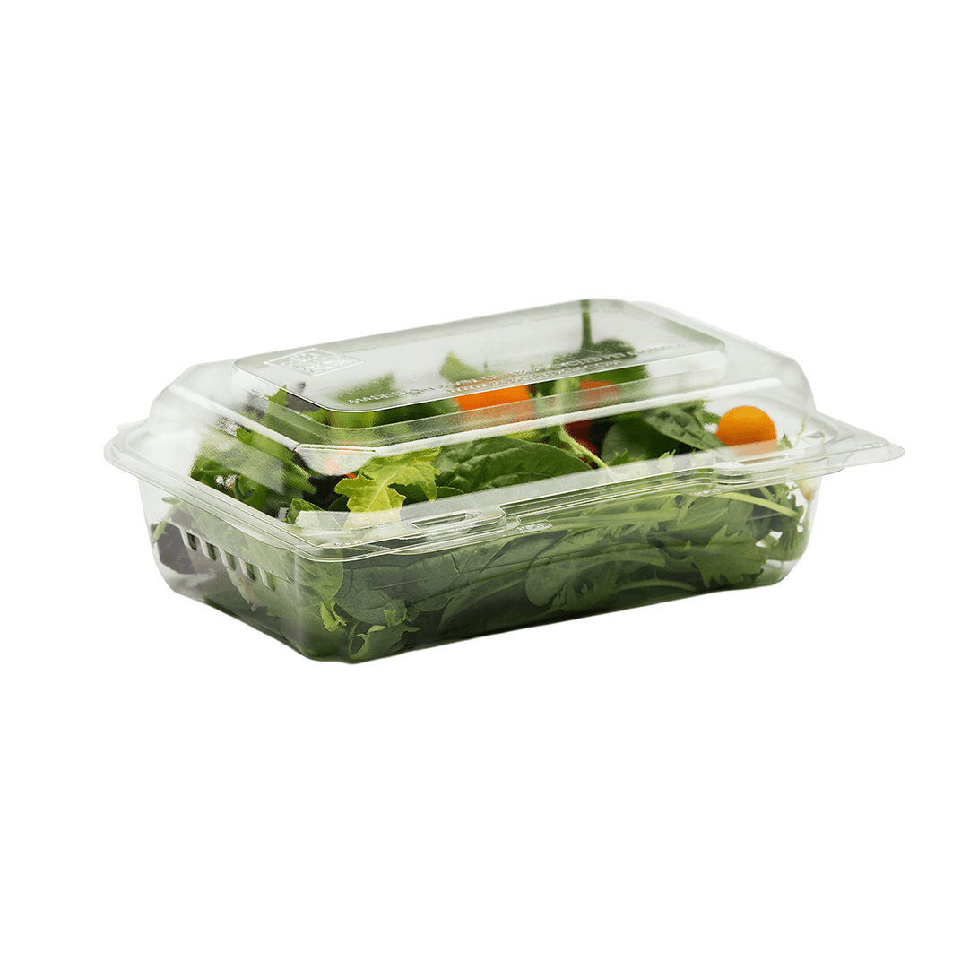 The BOTTLEBOX ® Take-Out Container Hinged 8.6X6.6X2.96 IN RPET Clear Rectangle 250/Case