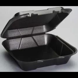 Take-Out Container Hinged With Dome Lid 8X8X3 IN Polystyrene Foam Black Square 200/Case