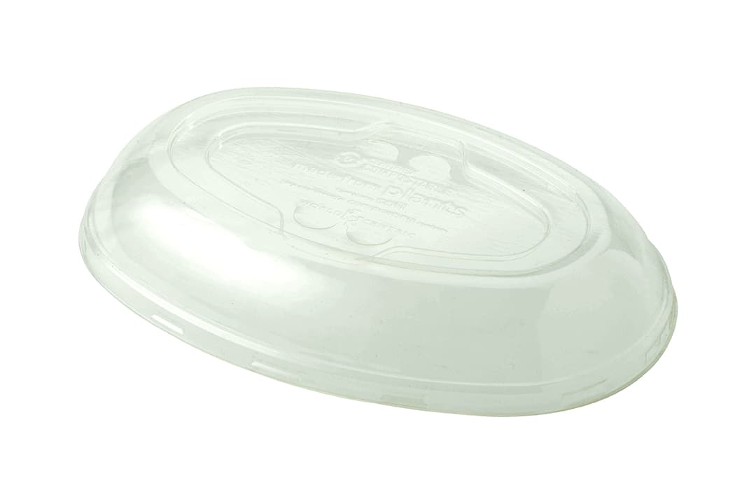 Lid Dome 8X5.7X1.3 IN 1 Compartment PLA Clear Oval For 18 OZ Burrito Bowl 400/Case
