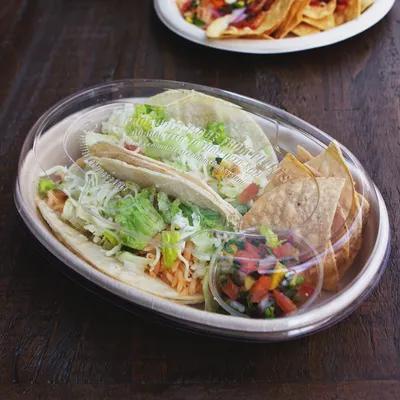 Lid Dome 8X5.7X1.3 IN 1 Compartment PLA Clear Oval For 24 OZ Burrito Bowl Unhinged 400/Case
