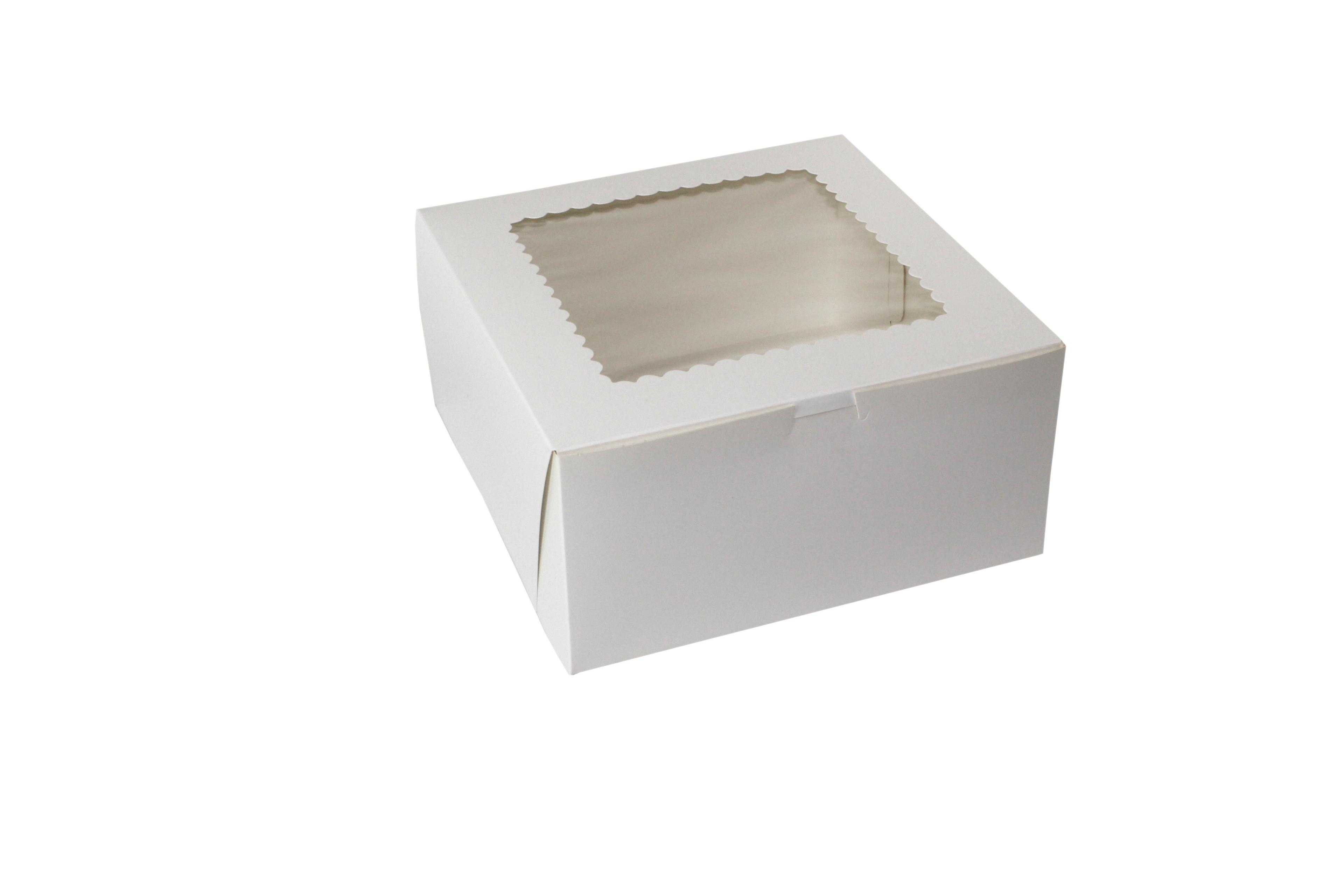 Bakery Box 10X10X5 IN Paperboard White Corner Lock 1-Piece With Window 150/Case