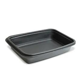 Take-Out Container Base 8.75X6X1.5 IN PP Black Rectangle Microwave Safe 300/Case