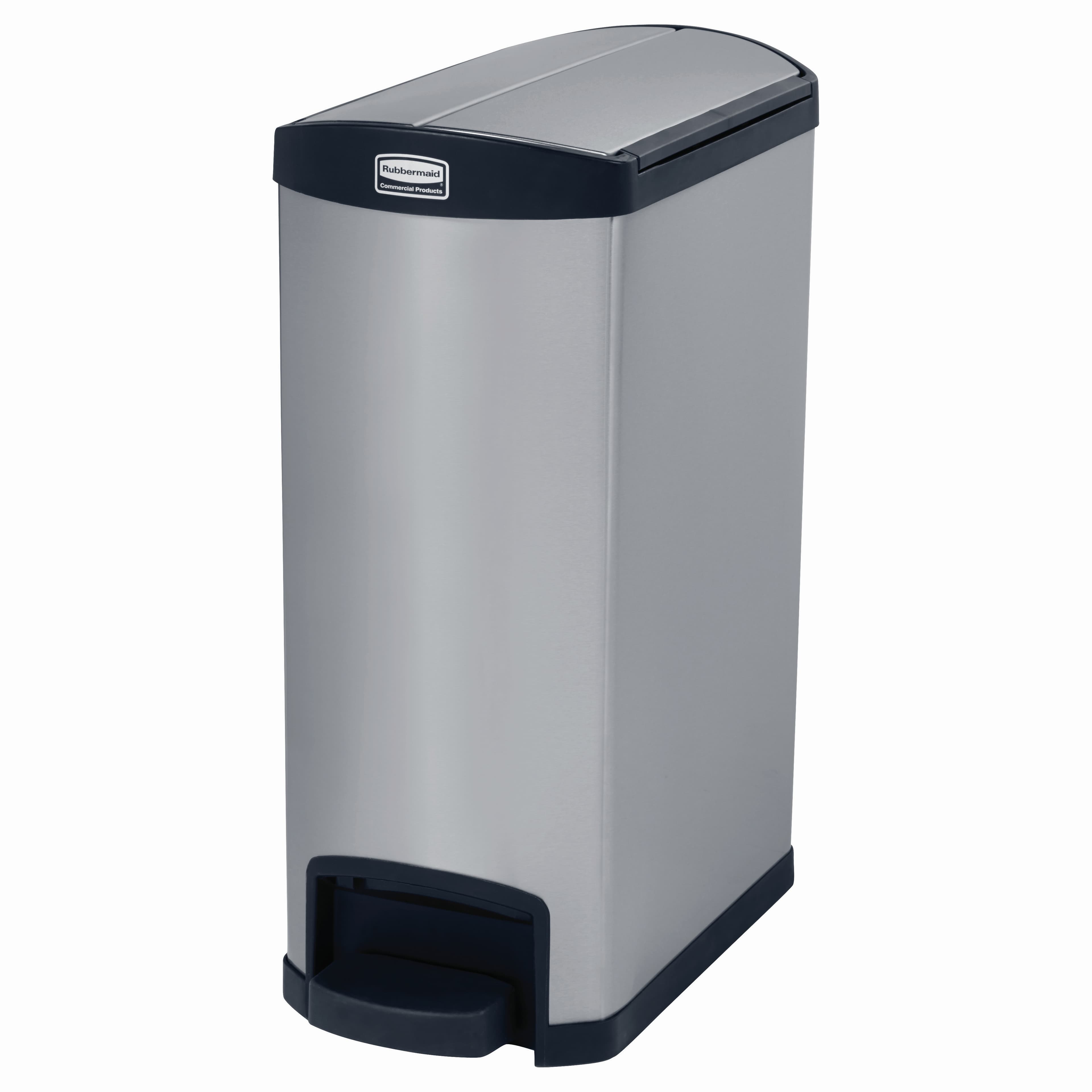 Impressions™ Landfill 1-Stream Trash Can 22.67X11.60X28.85 IN 13 GAL Black Stainless Steel Hinged Lid Step-On 1/Each