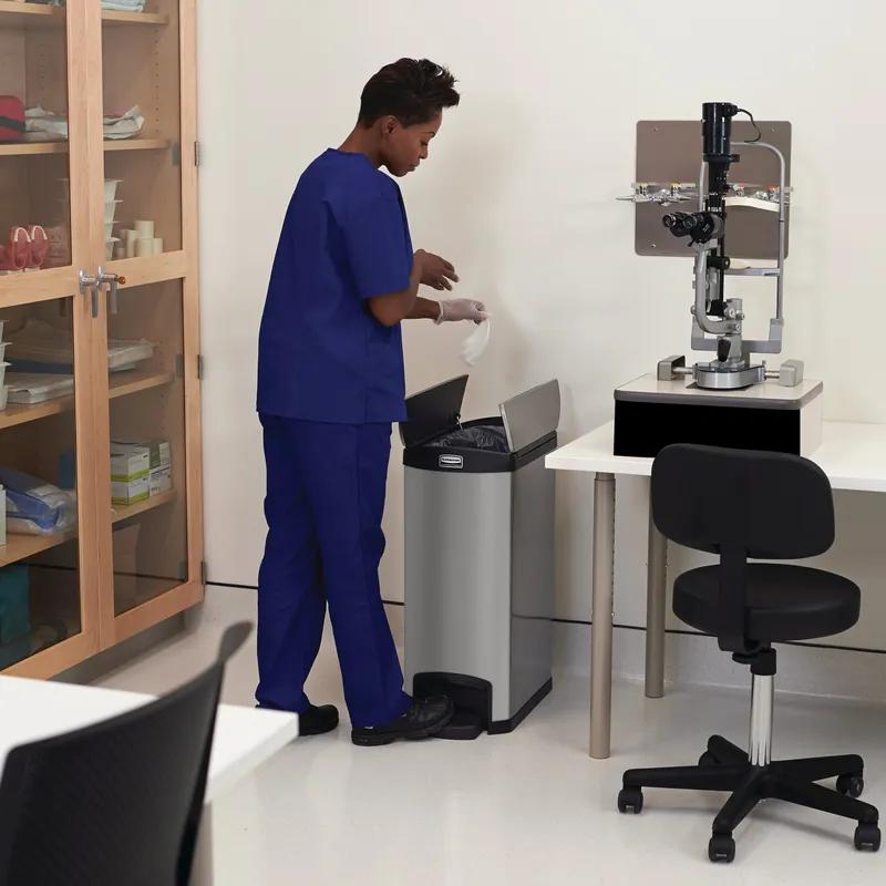 Impressions™ Landfill 1-Stream Trash Can 22.67X11.60X28.85 IN 13 GAL Black Stainless Steel Hinged Lid Step-On 1/Each