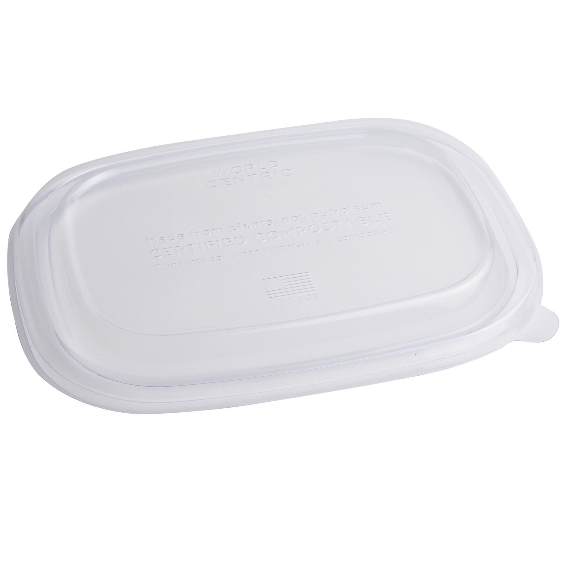 Lid Dome 8.8X6.9X0.8 IN PLA Clear Rectangle For 32-48 OZ Container 400/Case