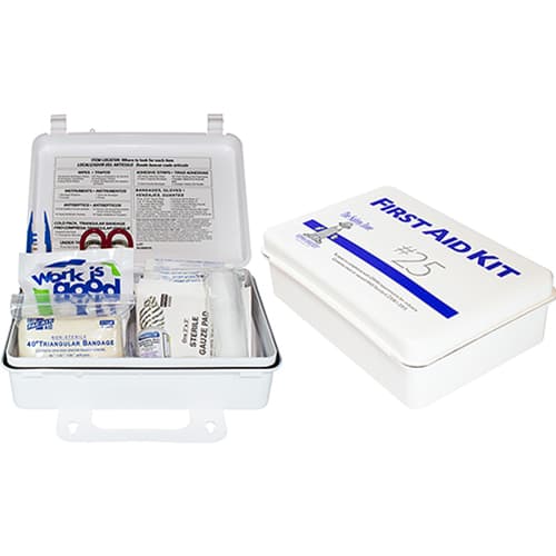First Aid Kit White Plastic For 25 People With Eye Wash 1/Each