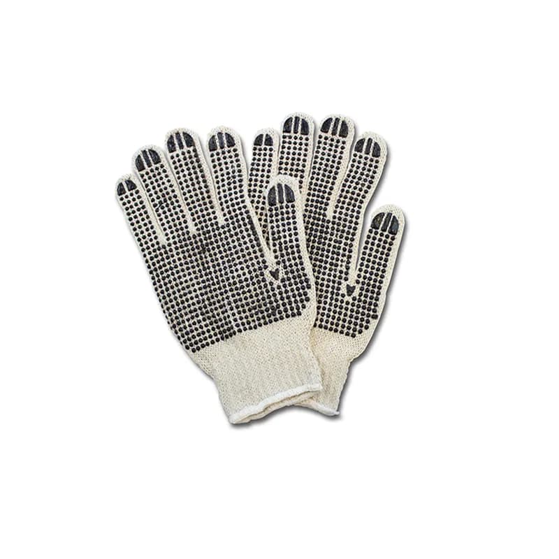 Safety Zone® Work Gloves Mens Large (LG) Black Natural Polyester String Knit (PVC) Dotted Grip 2-Sided 12 Count/Pack