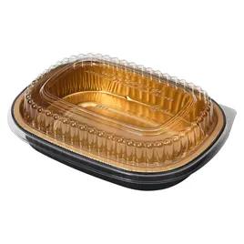 Take-Out Container Base & Lid Combo With Dome Lid Small (SM) 22 OZ Aluminum Plastic Black Gold 100/Case