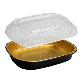 Take-Out Container Base & Lid Combo With Dome Lid Small (SM) 22 OZ Aluminum Plastic Black Gold 100/Case