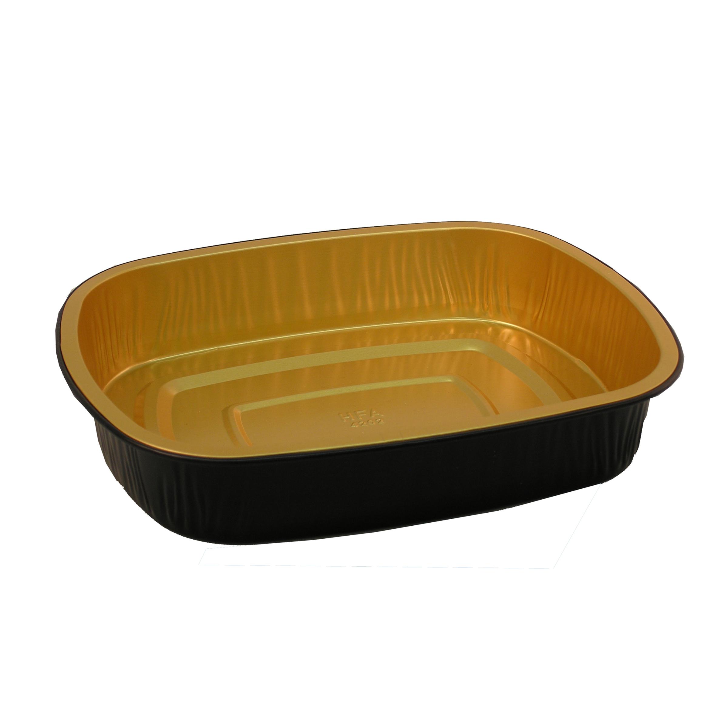 Take-Out Container Base Medium (MED) 11.38X16.25 IN Black Gold Gourmet Bulk 150/Case