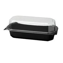 Solo® Creative Carryouts® BoxLine™ Hoagie & Sub Take-Out Container Hinged With Dome Lid 8X4.46X3.15 IN PS Clear 200/Case