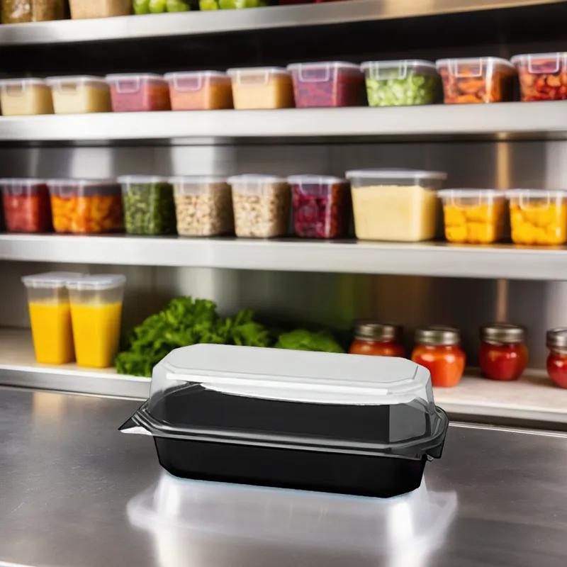 Solo® Creative Carryouts® BoxLine™ Hoagie & Sub Take-Out Container Hinged With Dome Lid 8X4.46X3.15 IN PS Clear 200/Case