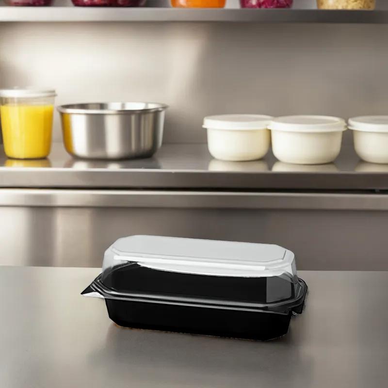 Solo® Creative Carryouts® BoxLine™ Hoagie & Sub Take-Out Container Hinged With Dome Lid 8X4.46X3.15 IN PS Clear 200/Case