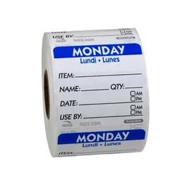Monday Prep Item Date Use Trilingual Label 2X2 IN Blue Square Removable 500/Roll