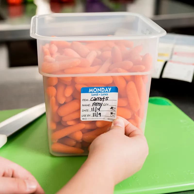Monday Prep Item Date Use Trilingual Label 2X2 IN Blue Square Removable 500/Roll