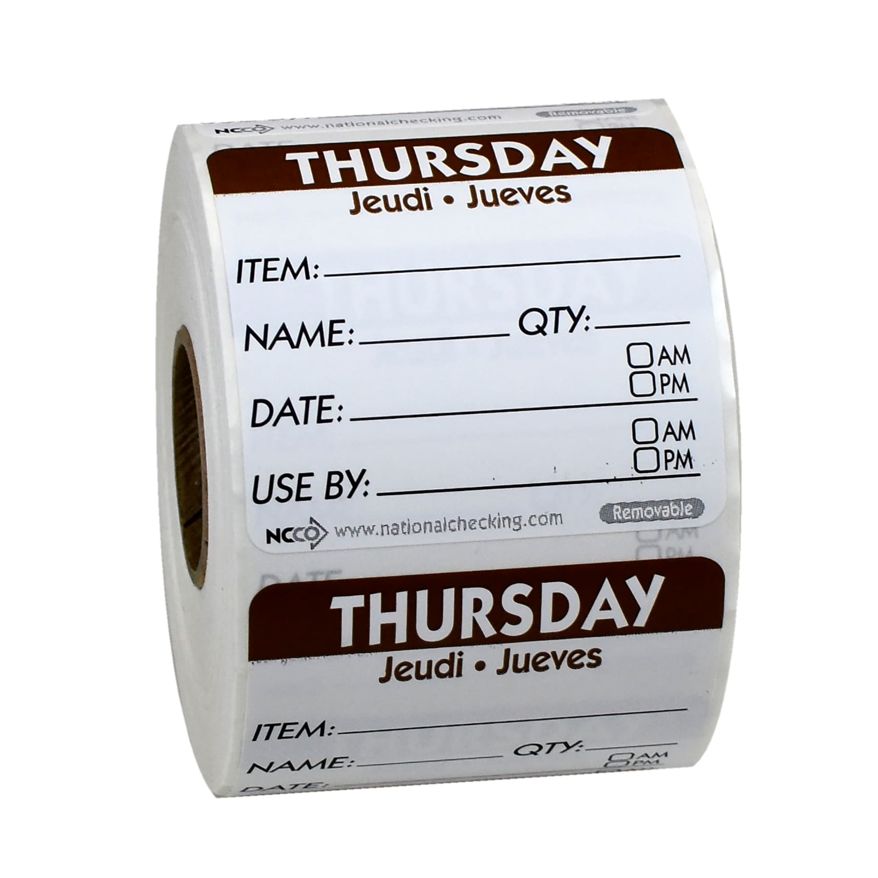 Thursday Prep Item Date Use Trilingual Label 2X2 IN Brown Square Removable 500/Roll