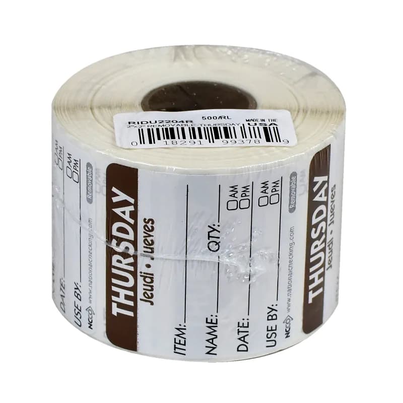 Thursday Prep Item Date Use Trilingual Label 2X2 IN Brown Square Removable 500/Roll