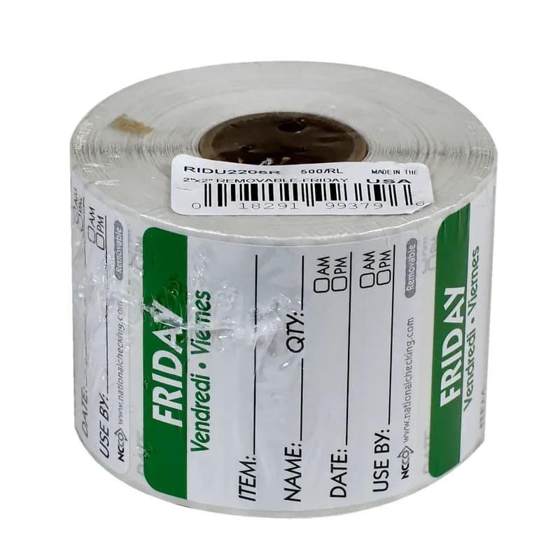 Friday Prep Item Date Use Trilingual Label 2X2 IN Green Square Removable 500/Roll