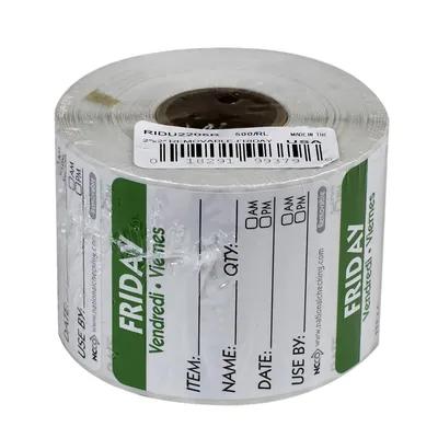 Friday Prep Item Date Use Trilingual Label 2X2 IN Green Square Removable 500/Roll