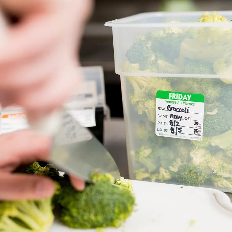 Friday Prep Item Date Use Trilingual Label 2X2 IN Green Square Removable 500/Roll