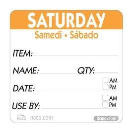 Saturday Prep Item Date Use Trilingual Label 2X2 IN Orange Square Removable 500/Roll