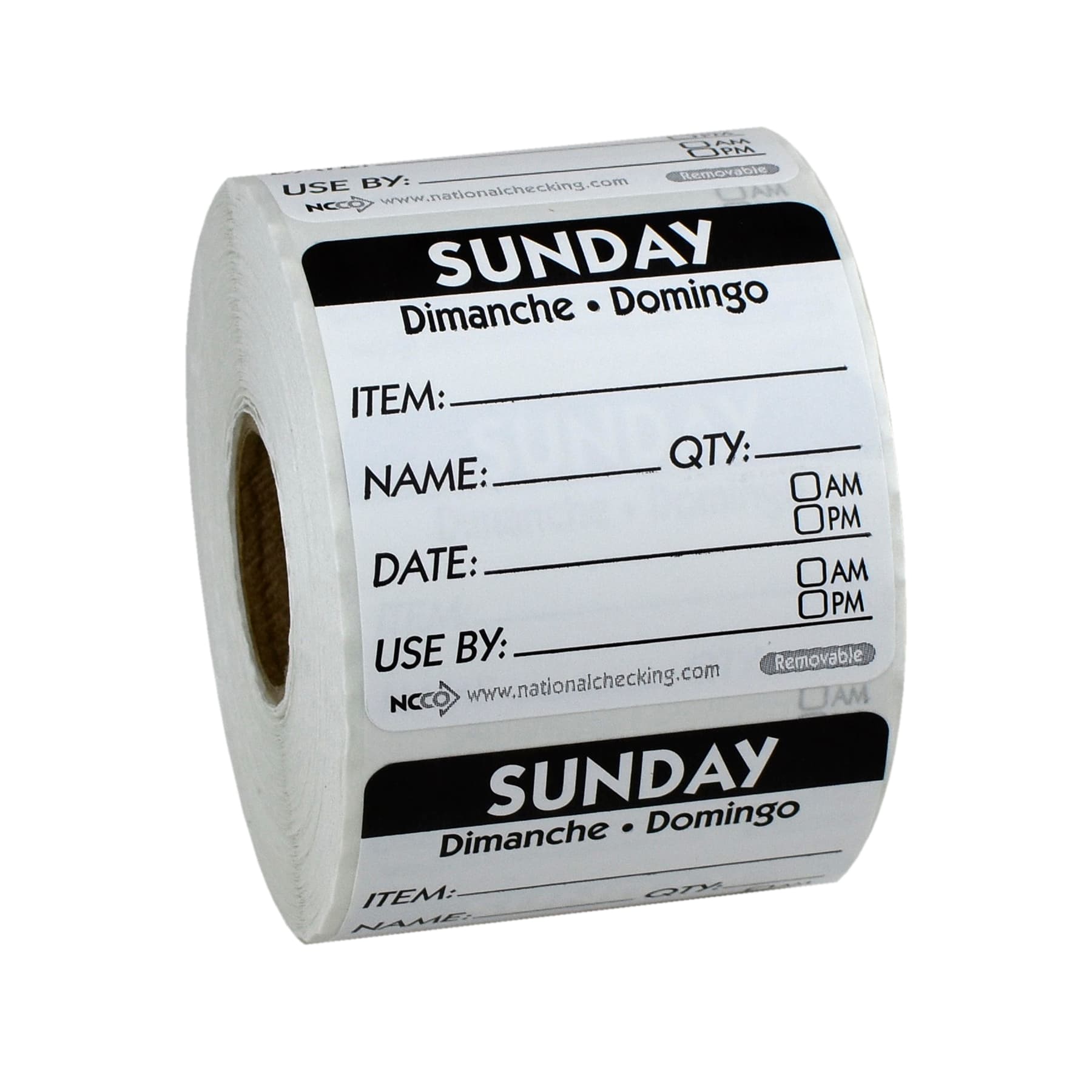 Sunday Prep Item Date Use Trilingual Label 2X2 IN Black Square Removable 500/Roll