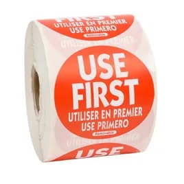 Use First Trilingual Label 2X2 IN Red Round Removable 500/Roll
