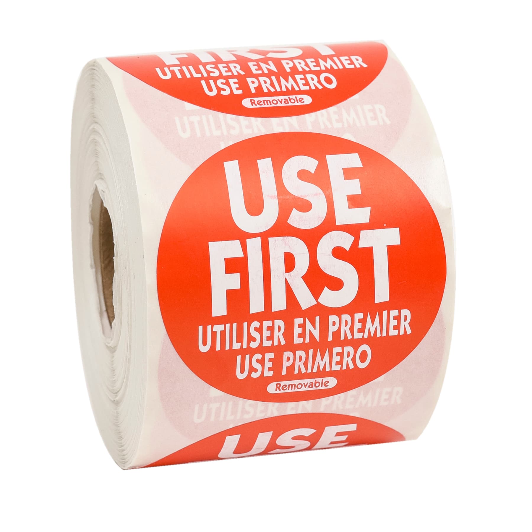 Use First Trilingual Label 2X2 IN Red Round Removable 500/Roll