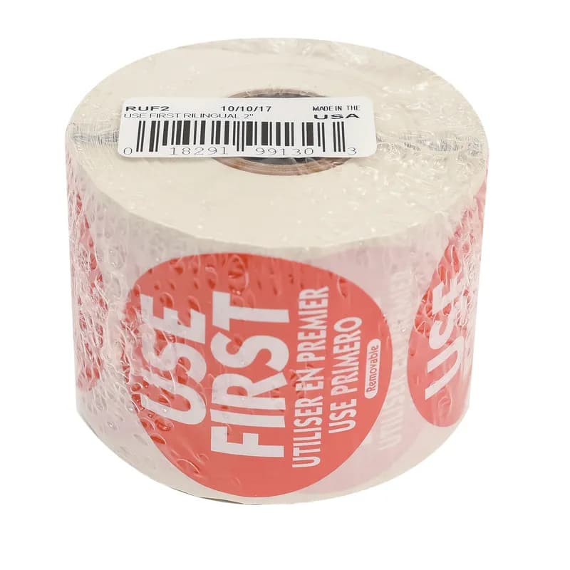 Use First Trilingual Label 2X2 IN Red Round Removable 500/Roll